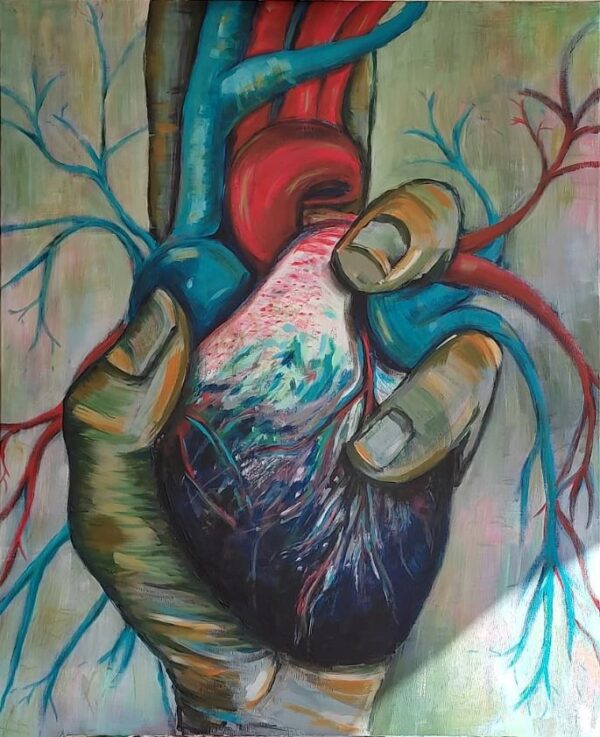Corazón en mano 80x100 cm